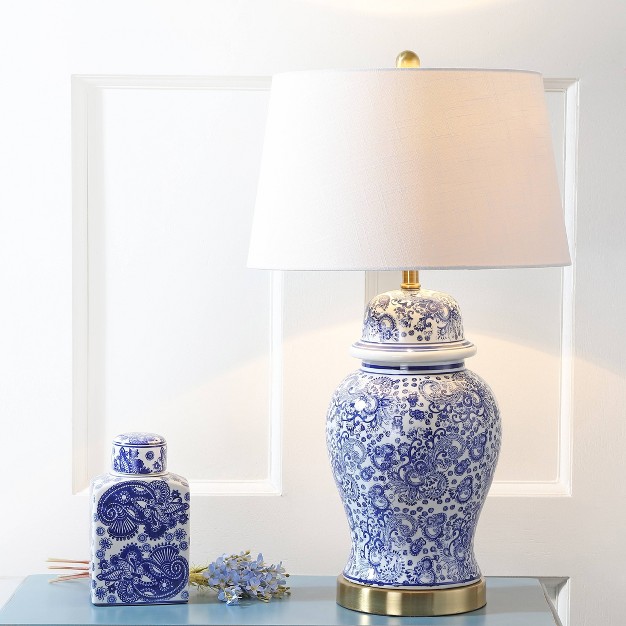 Ceramic Ellis Table Lamp includes Led Light Bulb Blue Jonathan Y