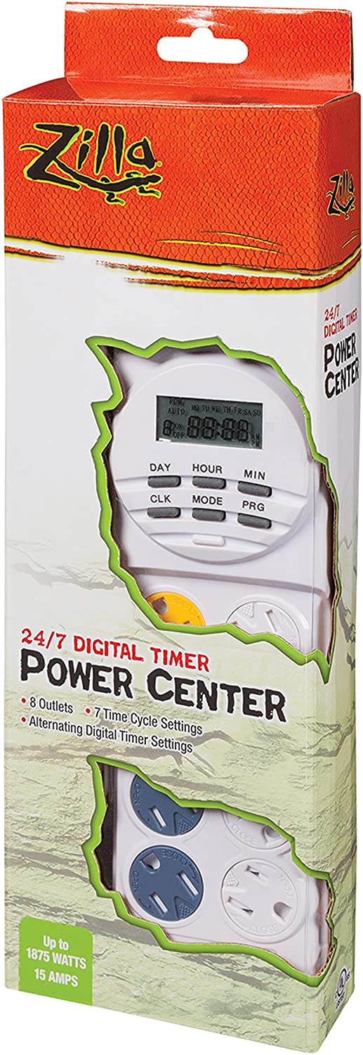 Zilla Reptile Pet Habitat Lighting and Terrarium Heat Power Center Timer， Digital