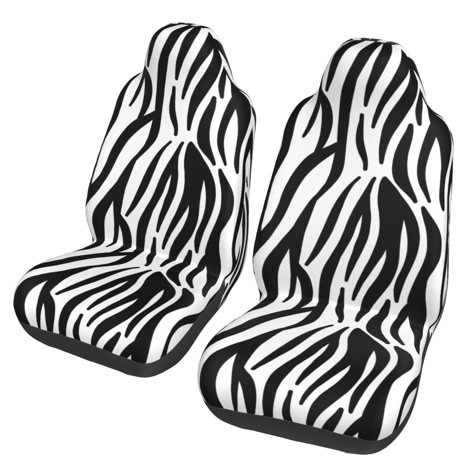 TEQUAN Front Seat Covers， Abstract Animal Zebra Stripes Pattern 2 Piece Car Seat Cover Fit Most Car SUV Truck Van