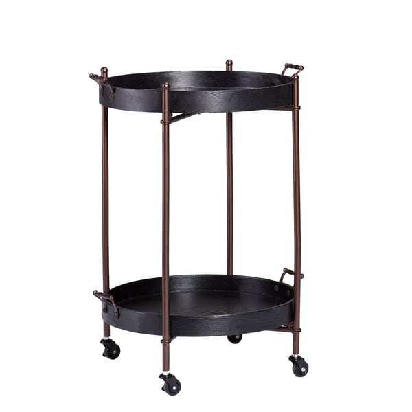 SEI Furniture Arnaud Black 2-Tier Round Butler Table