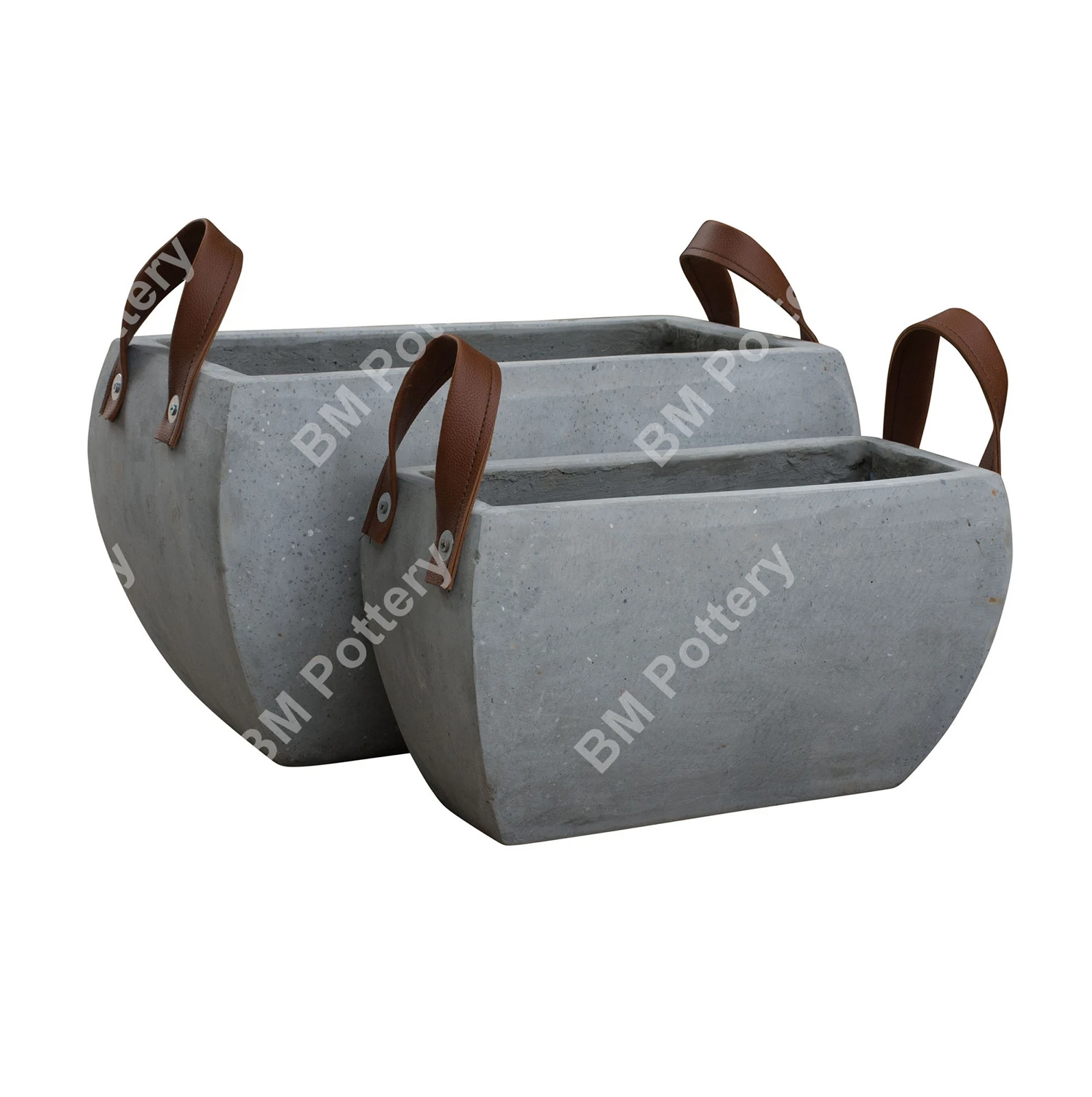 Set of 2 cement light pots factory in Vietnam for garden decorative made by Cement Light With Handle Top Sale