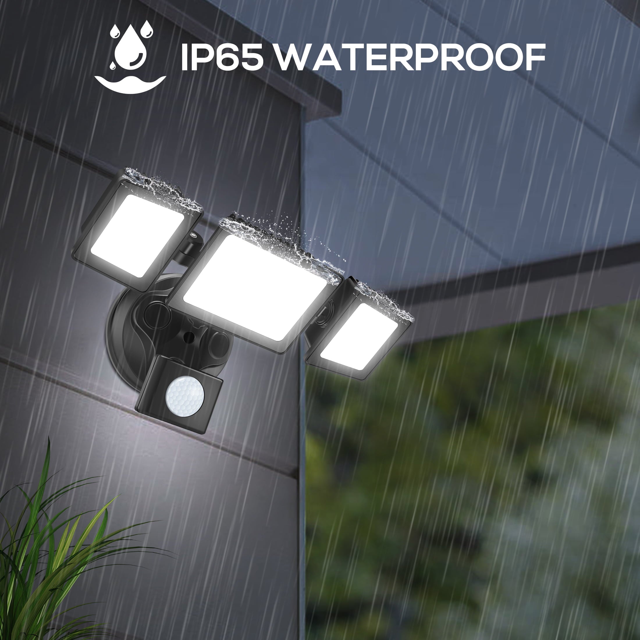 40W LED Flood Light Motion Sensor， 3200LM Motion Security Lights Outdoor， 270° Beam Angle， 3000K-6000K Changeable Wall Light IP65 Waterproof