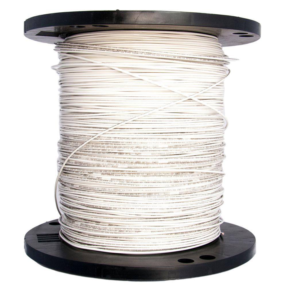 Southwire 2500 ft. 14 White Stranded CU THHN Wire 22956706