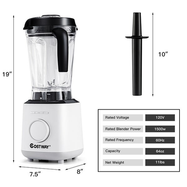 1500W Countertop Smoothies Blender with 10 Speed and 6 Pre-Setting Programs - 7.5