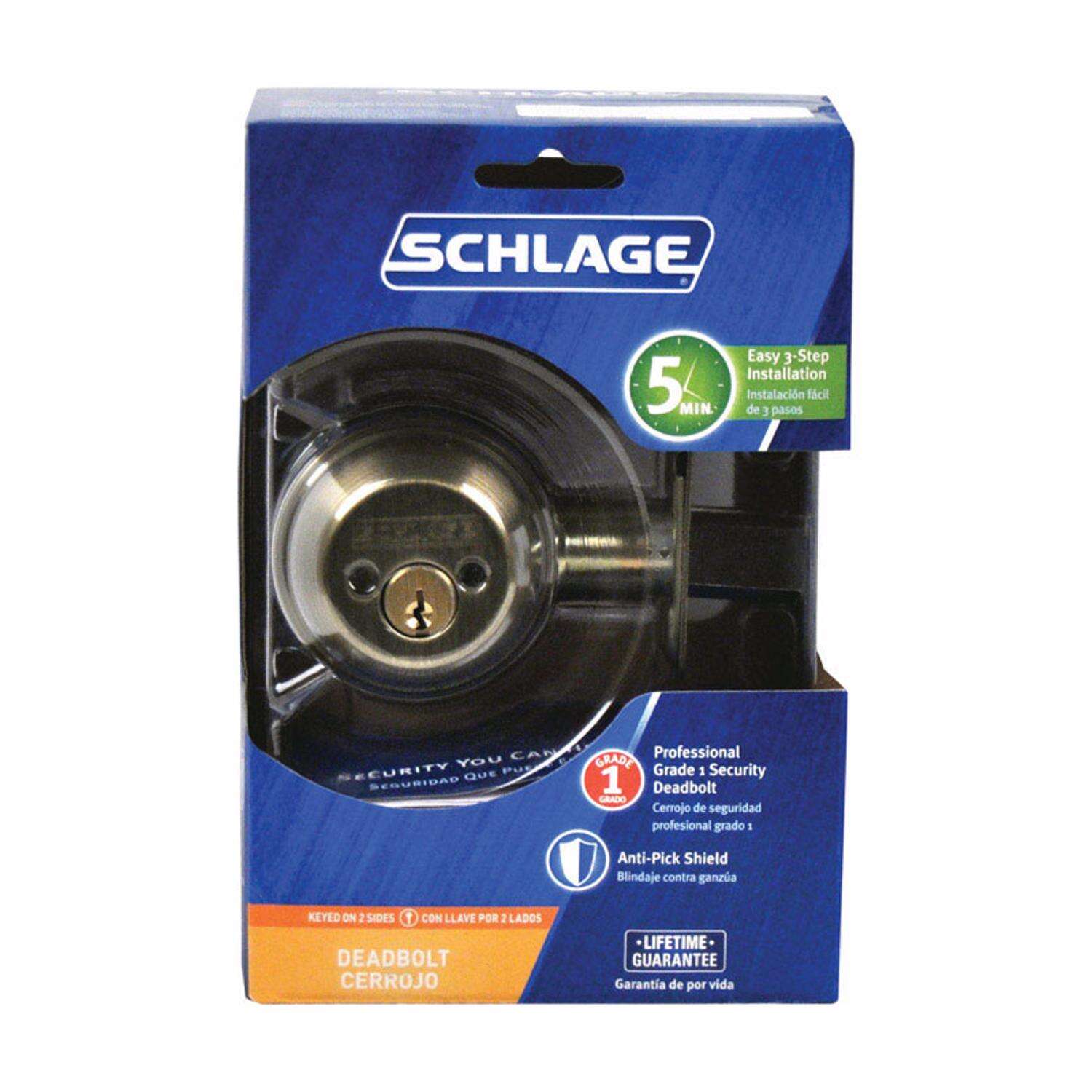 Schlage Antique Brass Zinc Double Cylinder Deadbolt