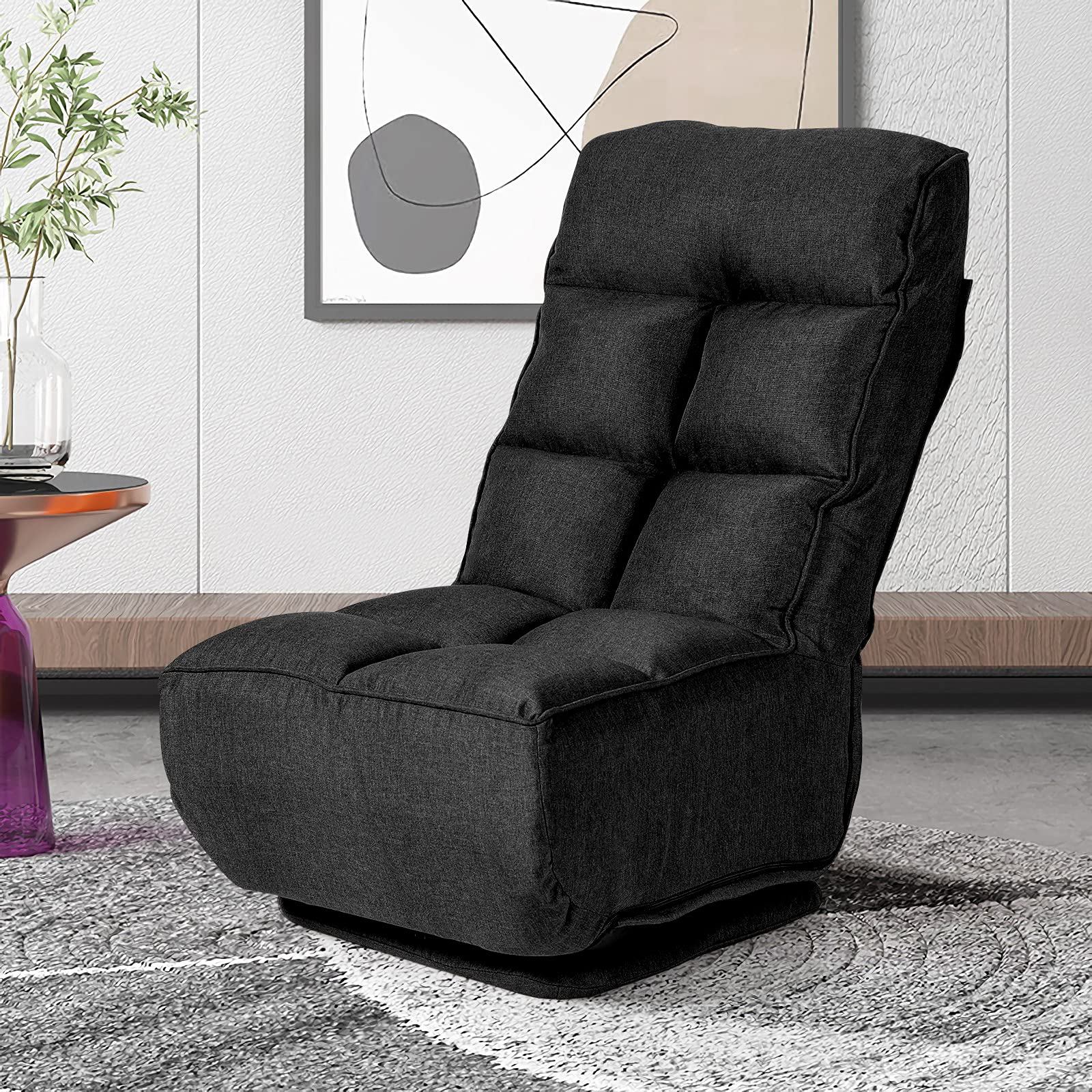 Giantex 360-Degree Swivel Lazy Sofa Floor Chair w/ 6 Adjustable Positions