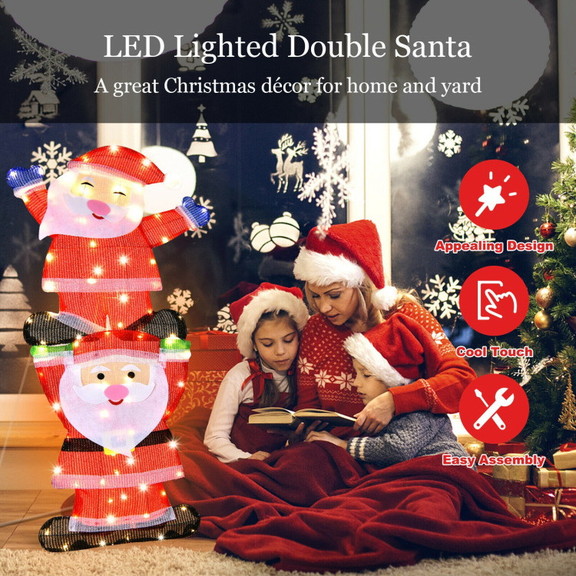 Costway 17342569 LED Double Santa Yard Christmas D...