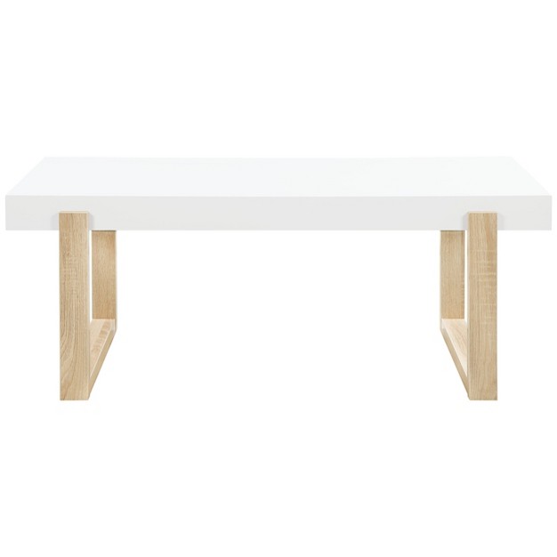 Pala Rectangular Coffee Table White High Gloss natural Coaster