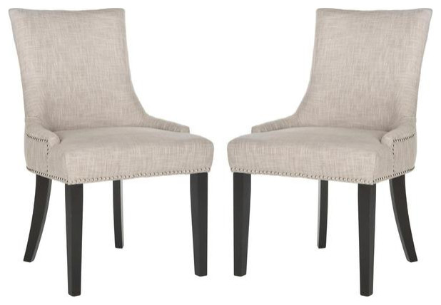 De De 19  x27 x27h Dining Chair set of 2 Silver Nail Heads Grey   Transitional   Dining Chairs   by Peachtree Fine Furniture  Houzz