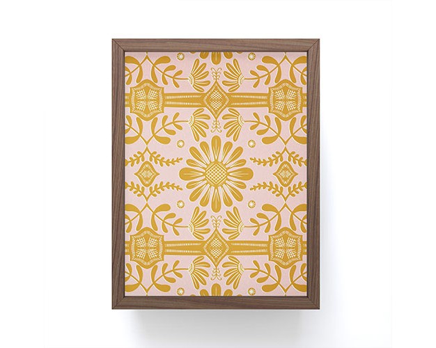 Sewzinski Boho Florals Yellow Pink Framed Mini Art Print Society6