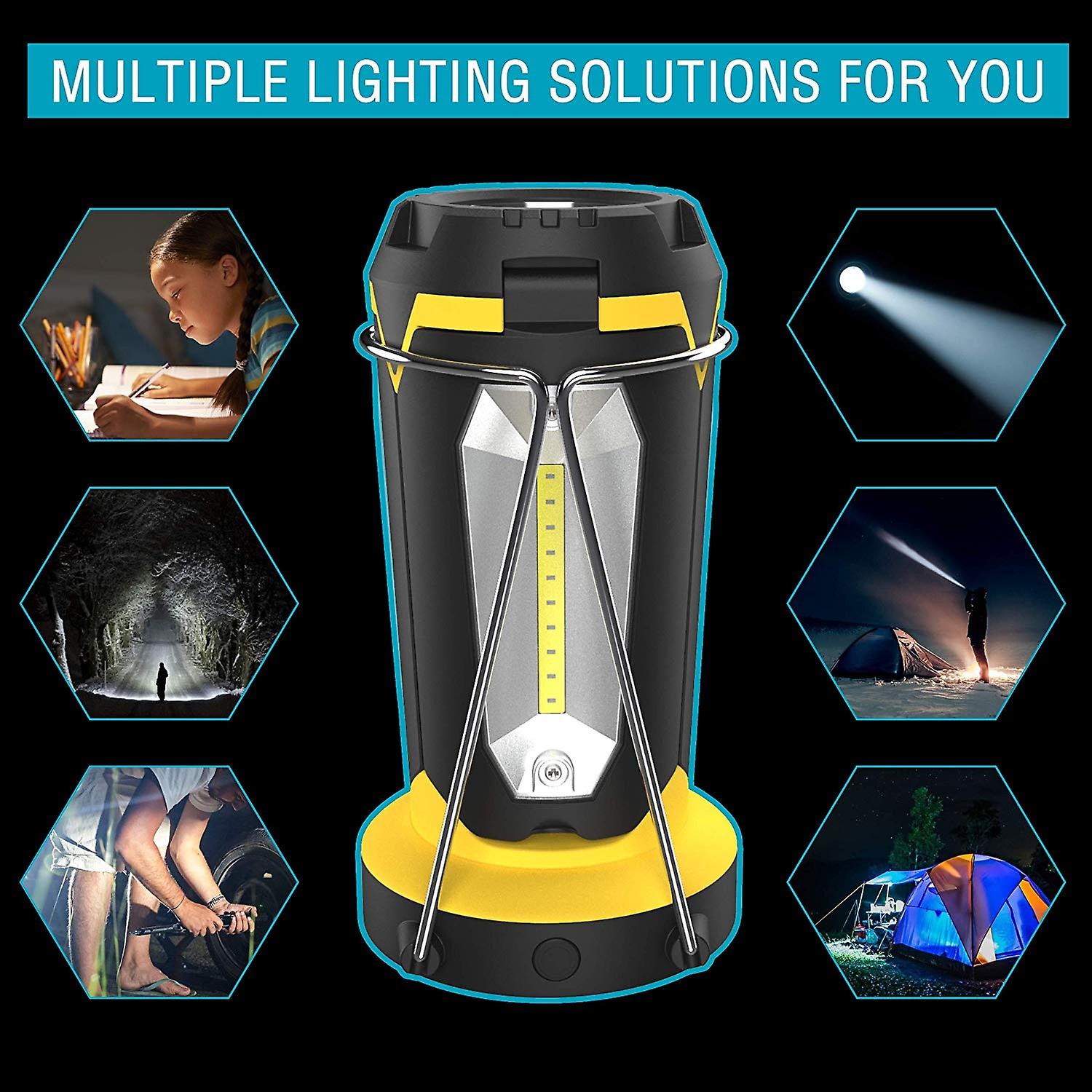 Multifunctional Rechargeable Led Worklight， Foldable Camping Lantern， Portable Tent Led Light Flashlight By Usb Charging For Phone Charging，emergency，