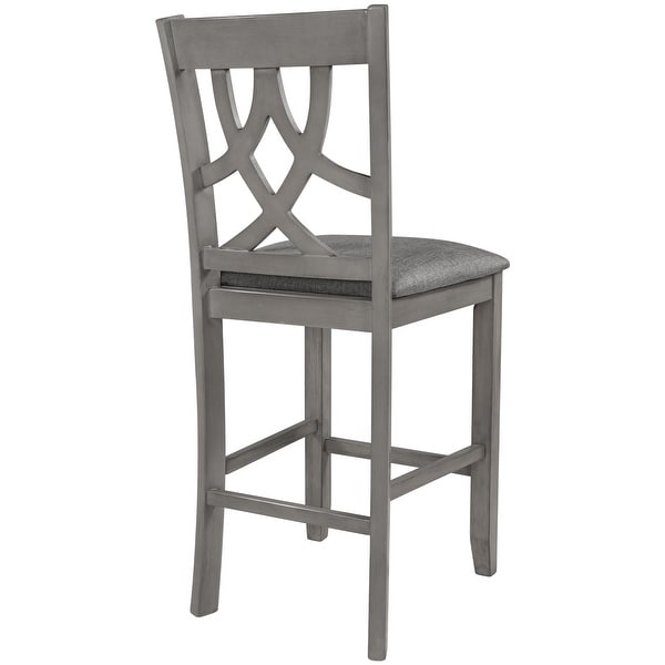 Farmhouse 2 Piece Padded Round Counter Height Kitchen Dining Chairs with Cross Back for Small Places， Gray