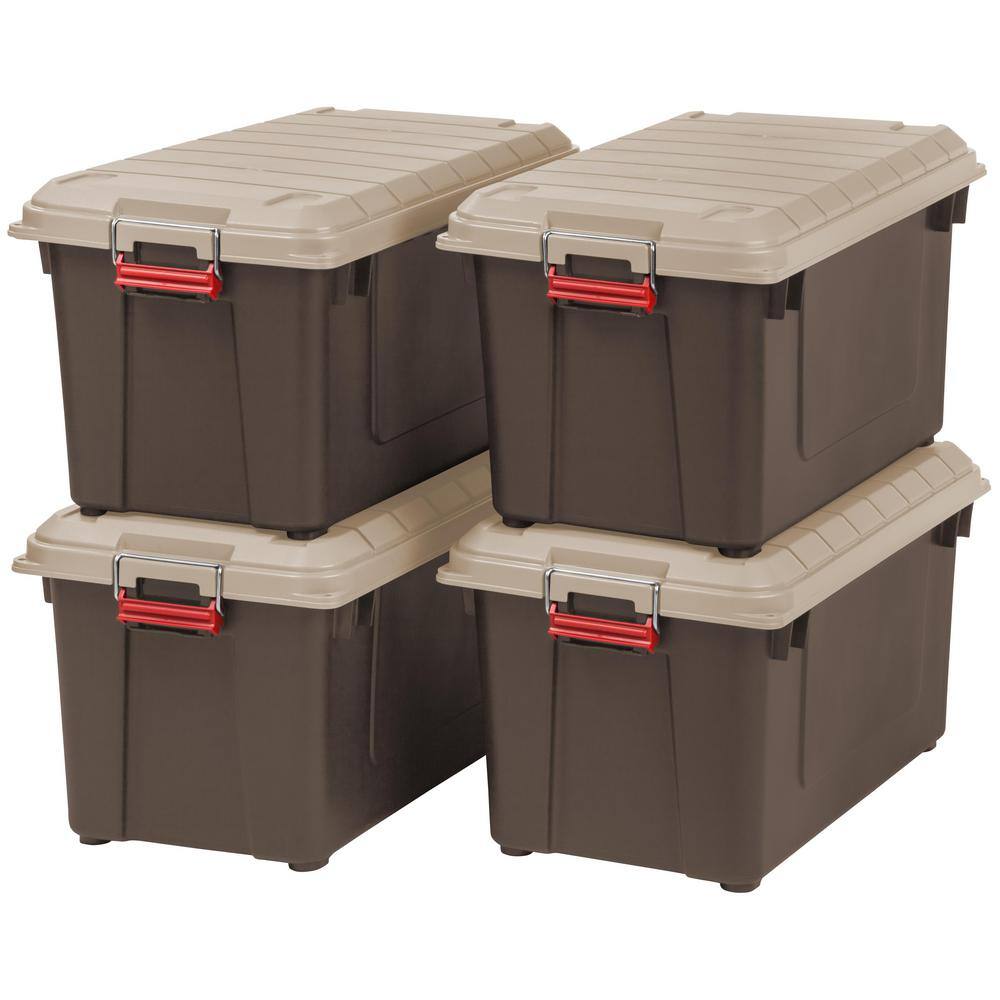 IRIS 82 Qt. WeatherPro Store-It-All Storage Bin in Brown (4-Pack) 250183