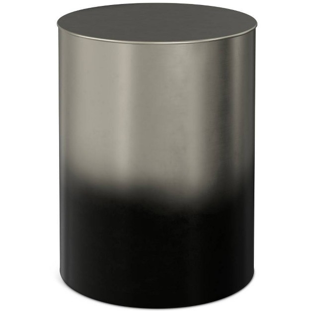 Lance Metal Cylinder Accent Table Ombre Black silver Wyndenhall