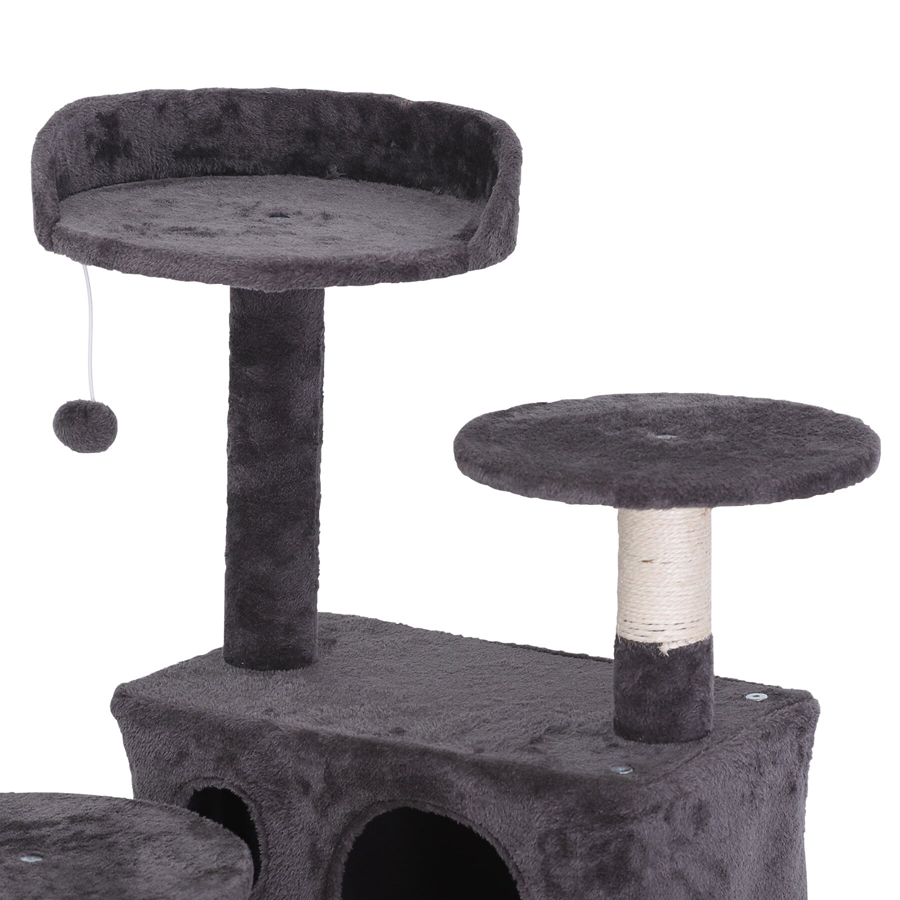 ZENY 55" Multi-Level Cat Tree Condo Furniture with Sisal-Covered Scratching Posts, 2 Plush Condos for Kittens, Cats and Pets