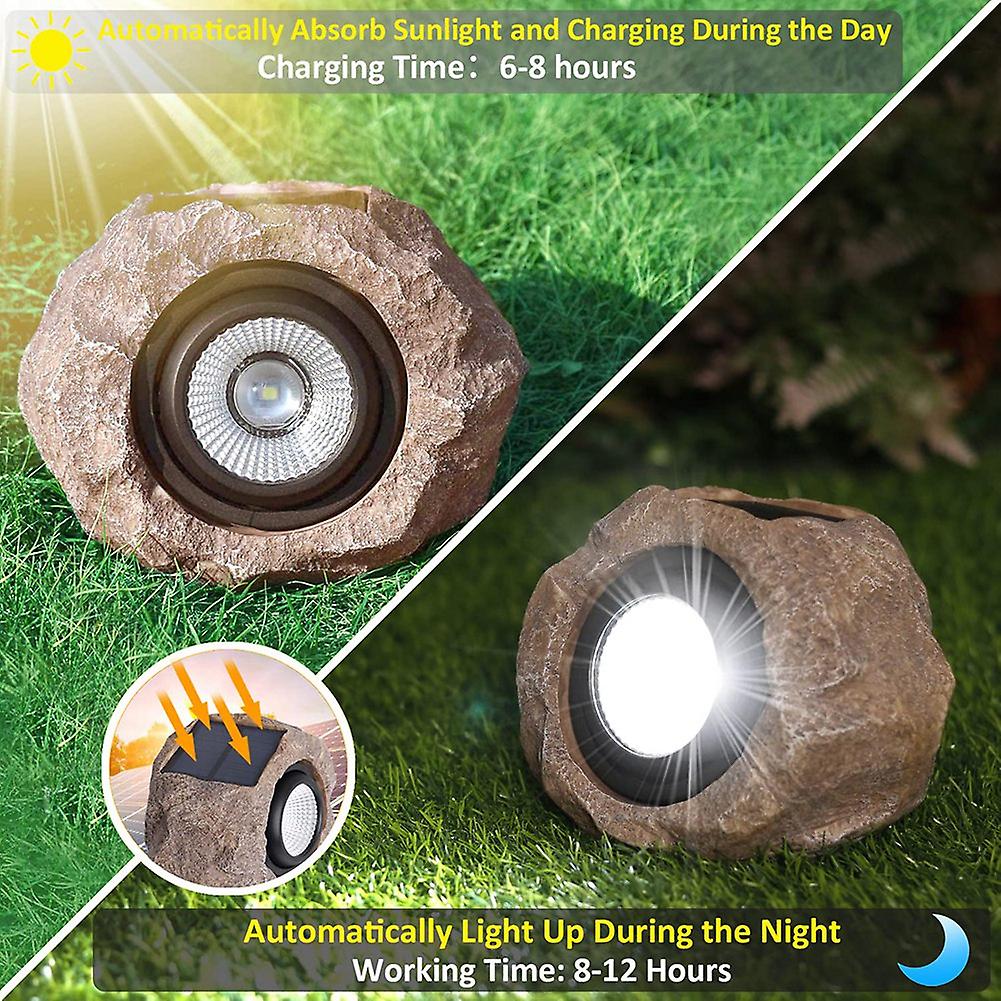 2 Pcs Solar Lights Outdoor Decorative， Super Bright Solar Spot Garden Lights， Solar Rock Lights，ip6