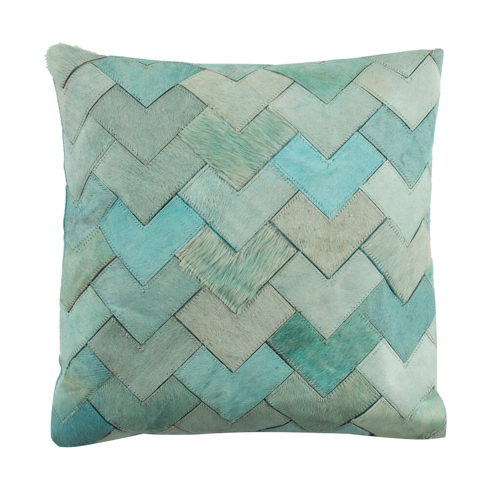 SAFAVIEH Draper Teal Cowhide 20 inch Pillow