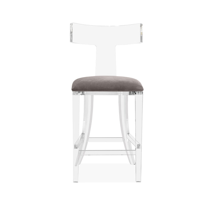 Tristan Klismos Counter Stool - Grey Velvet