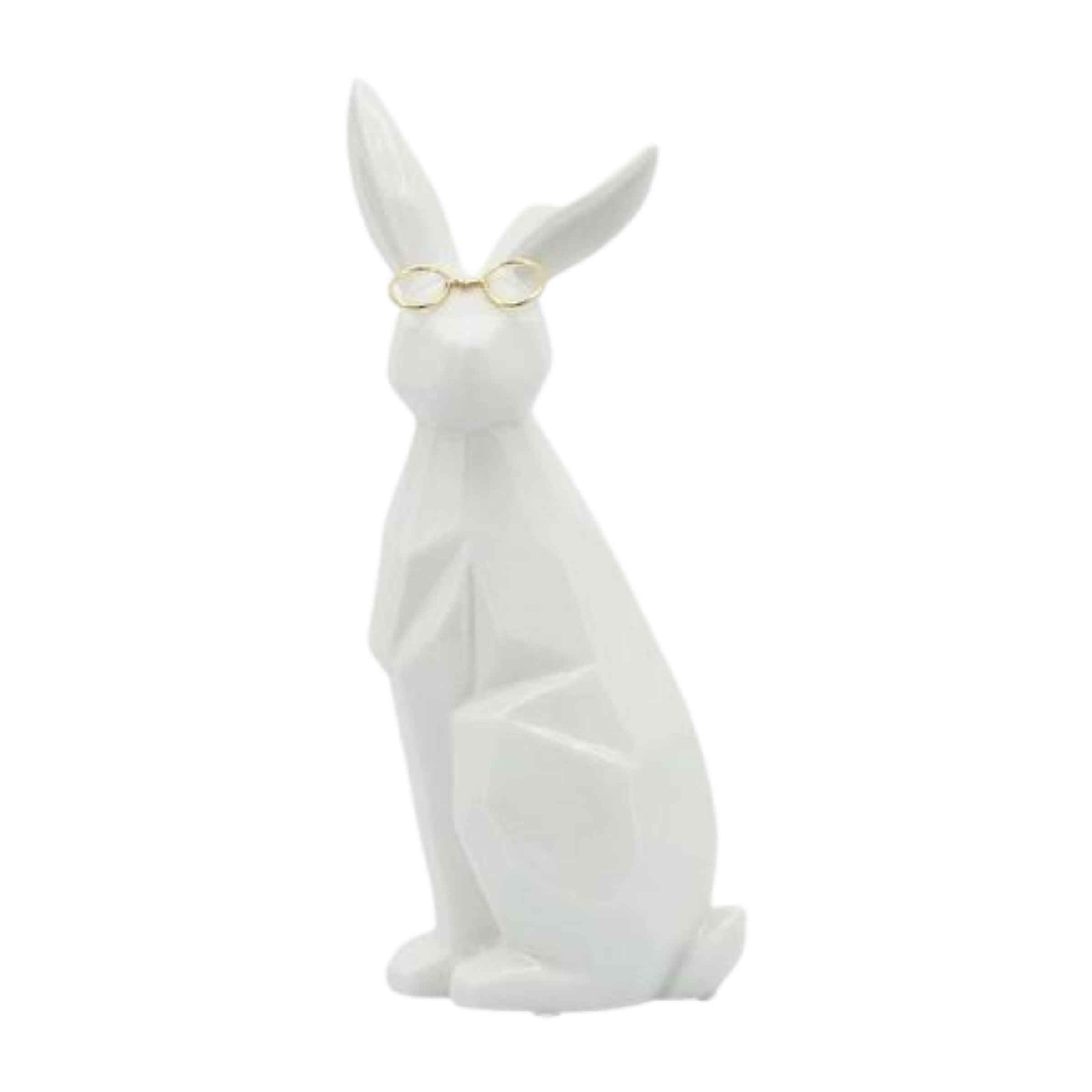 Sideview Bunny With Glasses Ceramic 27 Cm - White And Gold 16943-03