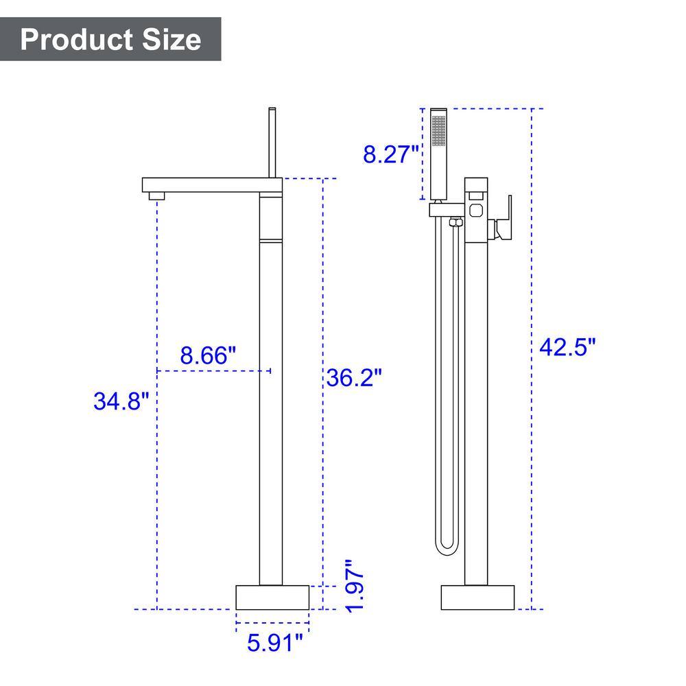 Nestfair Single-Handle Floor Mount Roman Tub Faucet with Hand Shower in Brushed Nickel SMD8007N