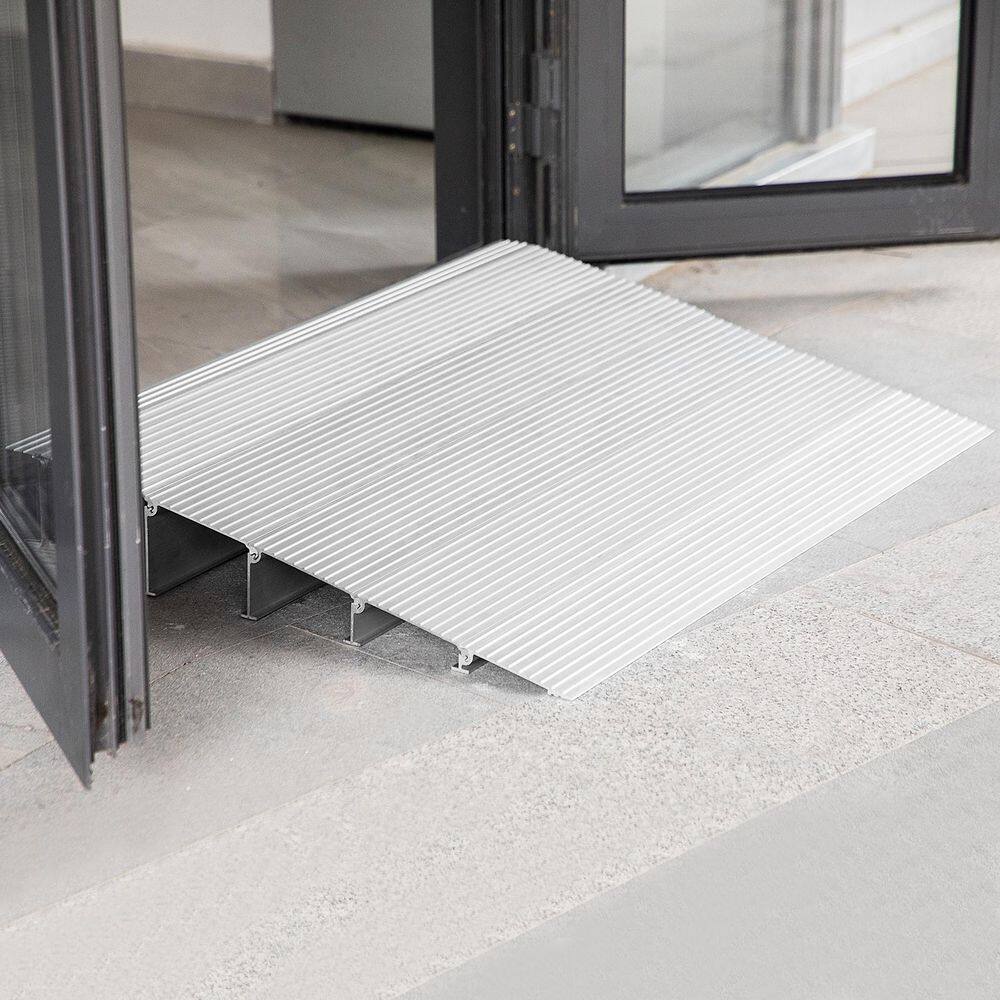 VEVOR Door Threshold Ramp 27.2 in. x 34 in. x 5 in. Door Speed Ramp for Wheelchairs 800 lbs. Load Capacity Aluminum WFSLYPDYCGLZ5PADXV0