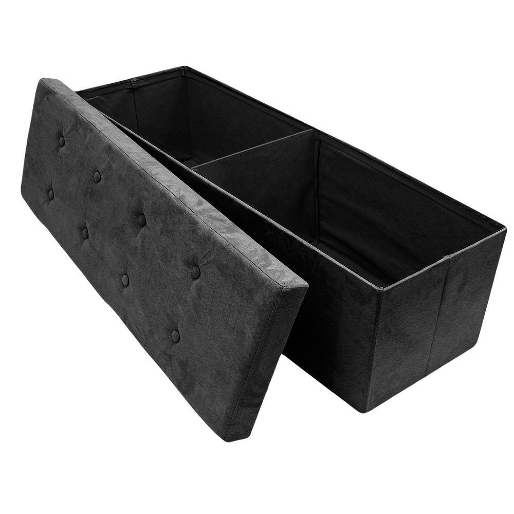 Sorbus 43 in. L x 15 in. W x 15 in. H Black Collapsible Chest Fabric Bench Storage Box STRG-BNCHSU-BLK