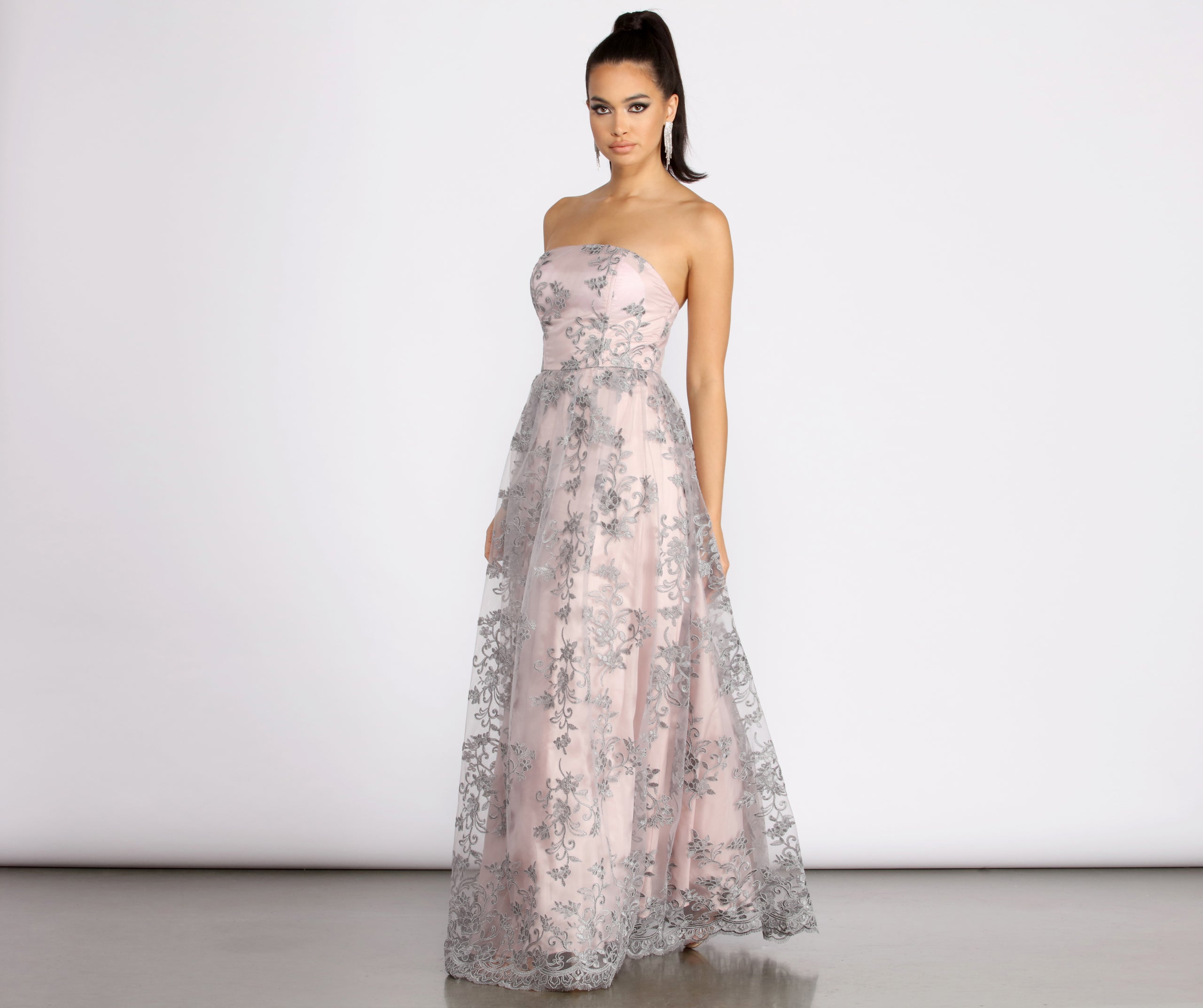 Sinclair Embroidered Strapless Ball Gown