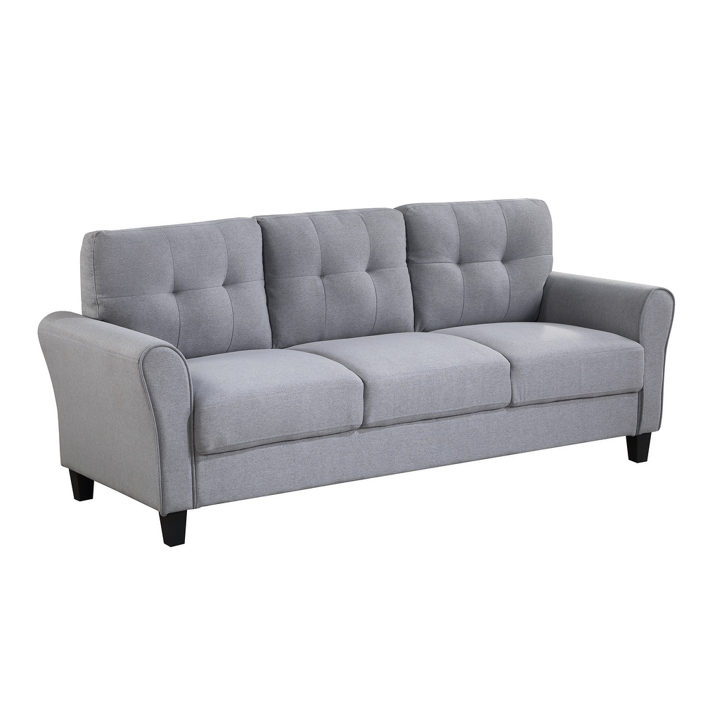 Modern Living Room Sofa Linen Upholstered Couch Furniture for Home or Office  Light Grey*Blue