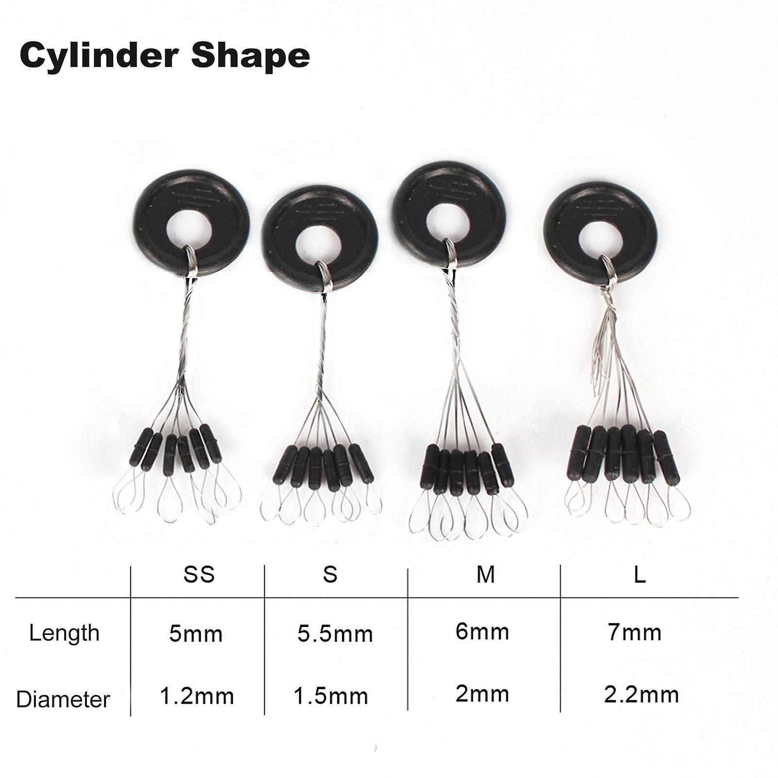 10pcs Fishing Stoppers Black Rubber Stopper Fishing Space Beans Carp Fishing Float Cylinder Shape L