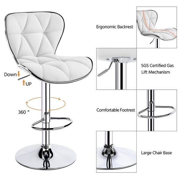 Yaheetech 2pcs Adjustable Chair Bar PU Leather Swivel Bar Stools