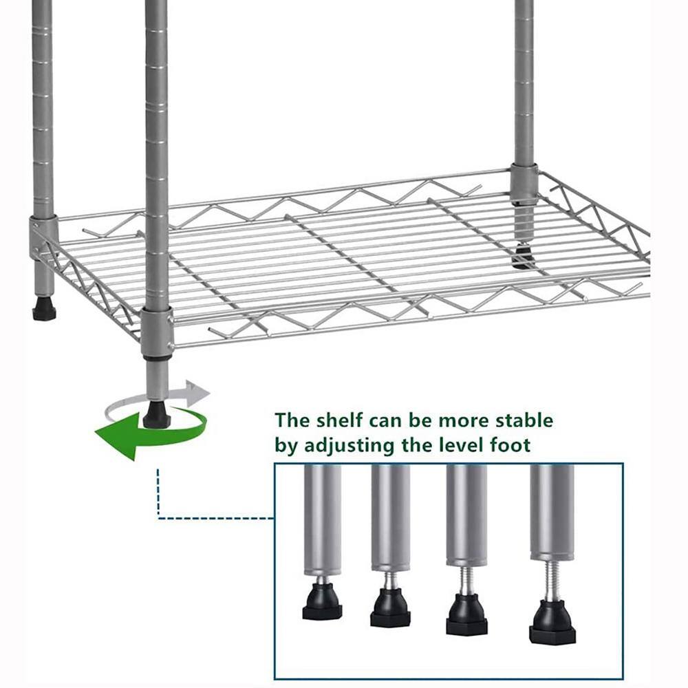 Silver 5-Tier Metal Garage Storage Shelving Unit (16.6 in. W x 53.5 in. H x 11.8 in. D) shelve-588