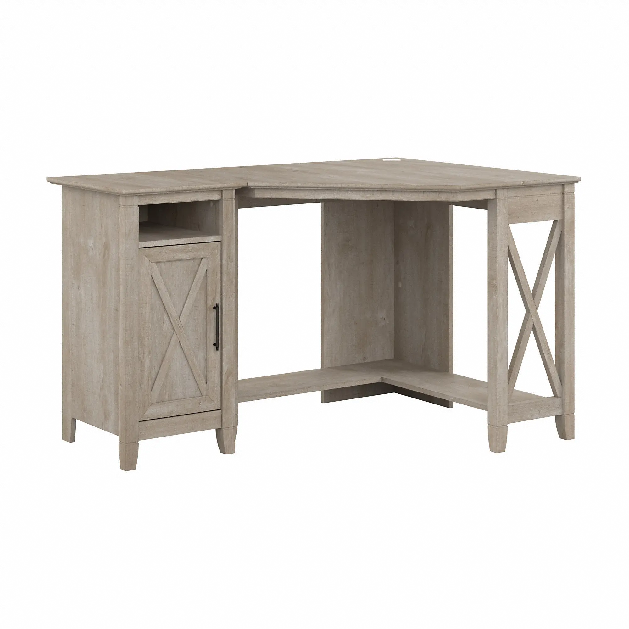 Key West Washed Gray Corner Desk and Storage Cabinet