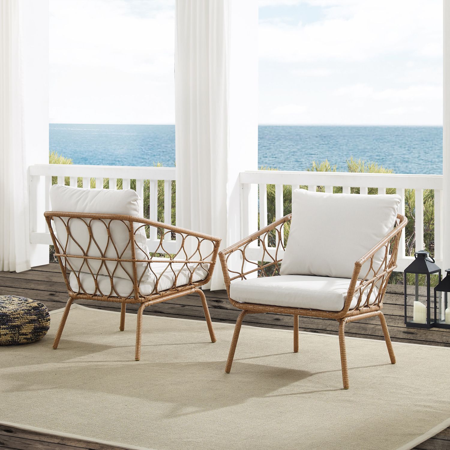 Crosley Juniper Indoor / Outdoor Wicker Arm Chair 2-Piece Set