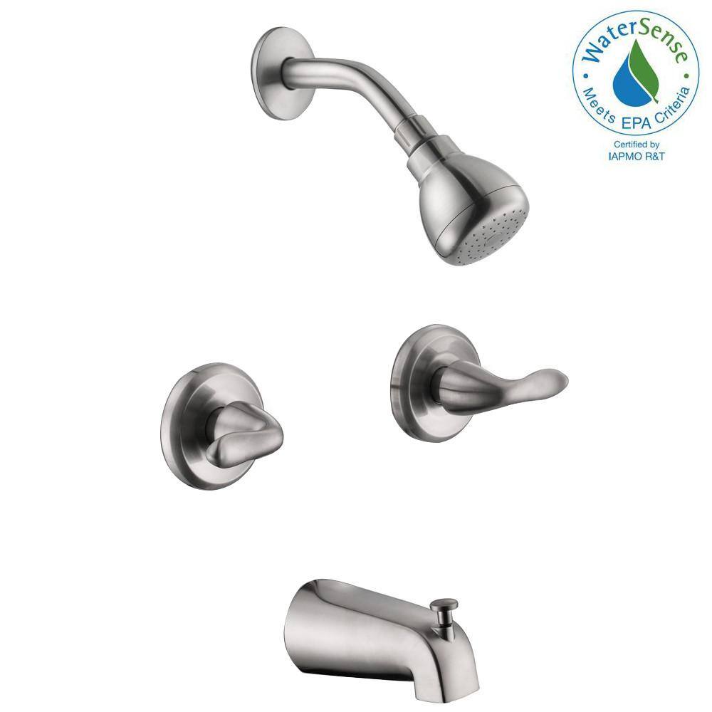 Glacier Bay Constructor 2-Handle 1-Spray Tub and Shower Faucet in Brushed Nickel (Valve Included) HD833CX-0004