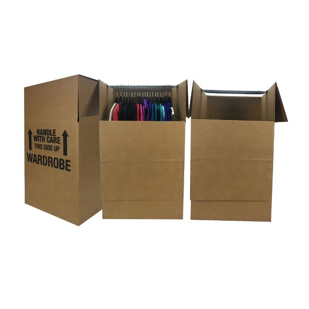 Uboxes Shorty Wardrobe Boxes 20 X 20 X 34 Inch Space Saving Cardboard Moving And Storage Boxes With Metal Hanging Bars 75 Pound Capacity 3 Pack