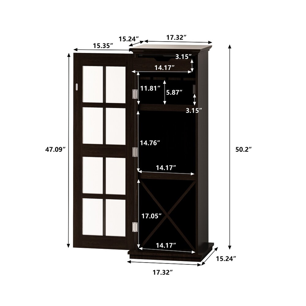 Glass Door Wine Cabinet with Three Layer Design   N/A