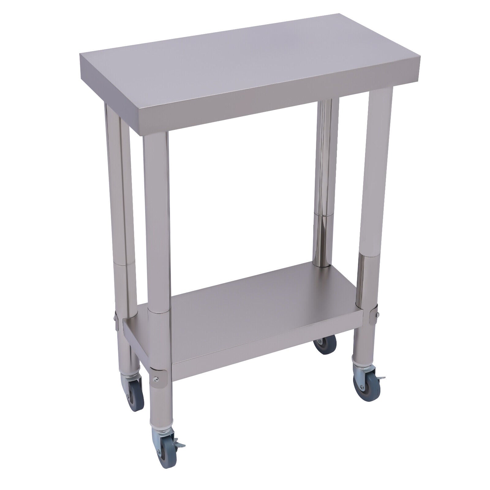 CNCEST 60*30*85cm Stainless Steel Commercial Kitchen Prep and Work Table on Wheels