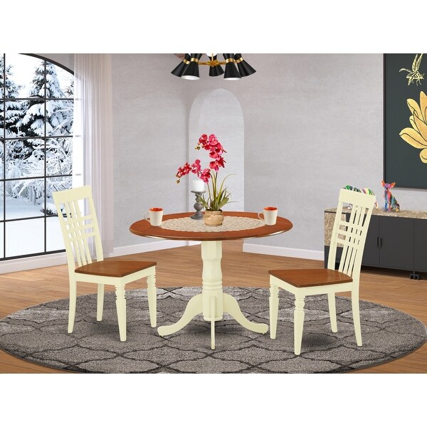 3-Piece Dining Room Table set with Dublin Dining Room Table and 2 Wood Kitchen Chairs - (Color Option)