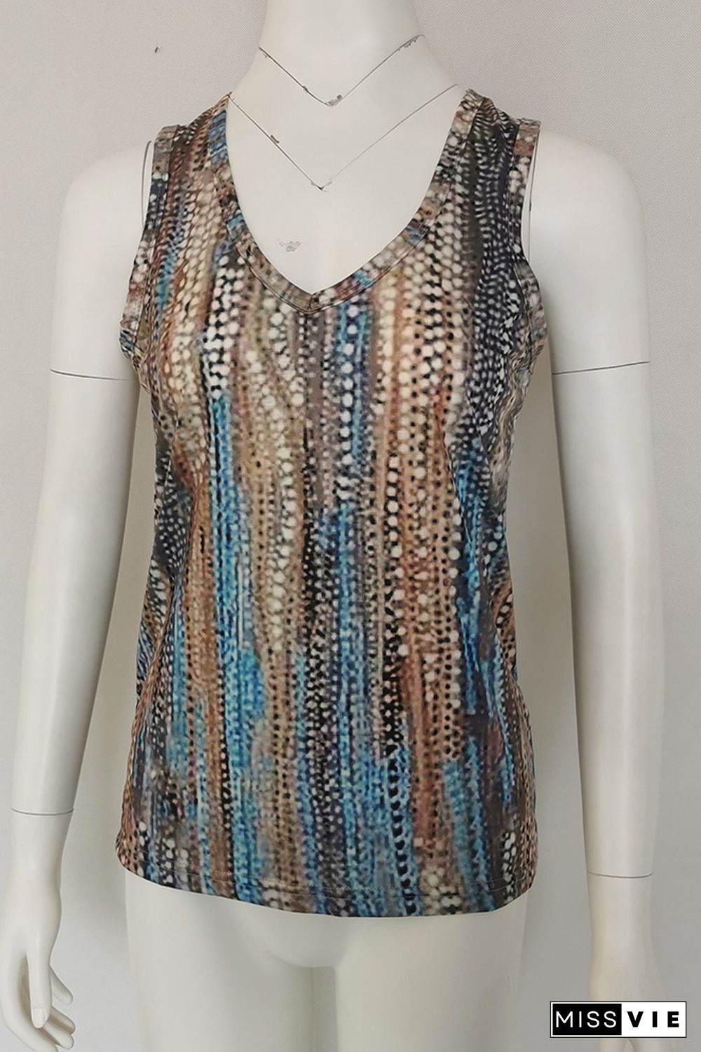 Ethnic Pattern V Neck Tank Top