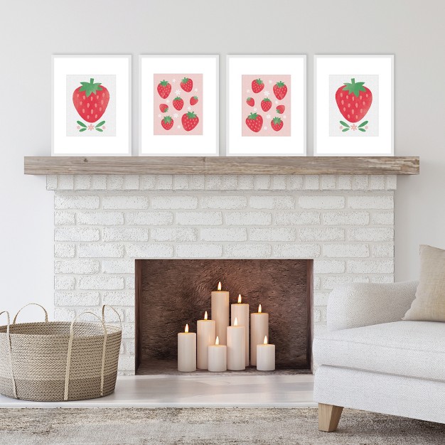 Big Dot Of Happiness Berry Sweet Strawberry Unframed Fruit Kitchen Linen Paper Wall Art Set Of 4 Artisms 8 X 10 Inches