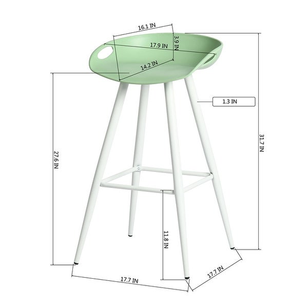 Mordern Barstool with Metal Legs GreenandWhite