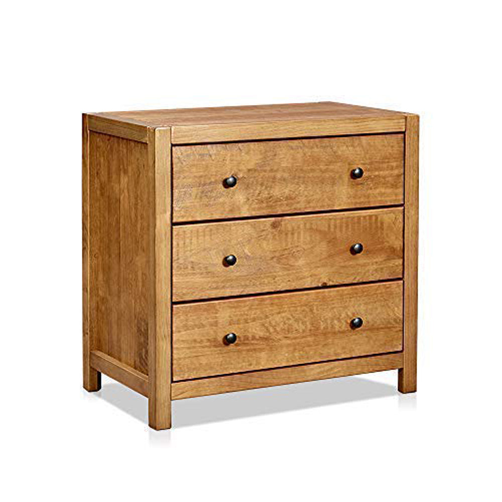 MUSEHOMEINC Rustic Wood 3 Drawer Dresser, Oak Finish