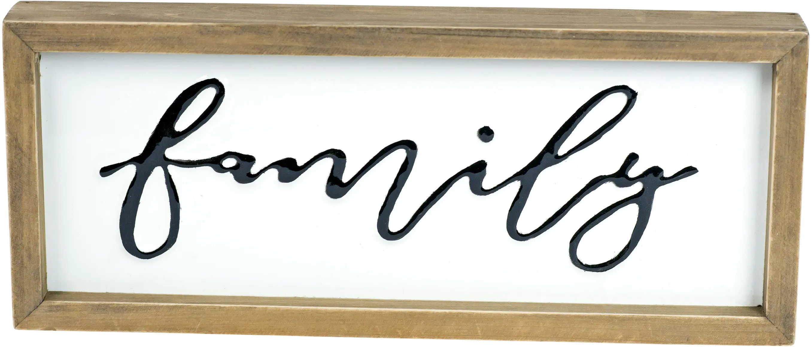 White， Black and Light Brown Family Metal and Wood Sign