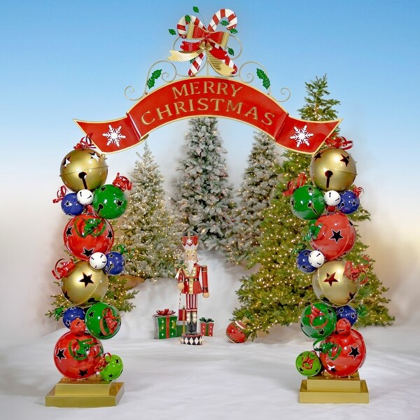 Large Iron Merry Christmas Archway with Santa's Elves