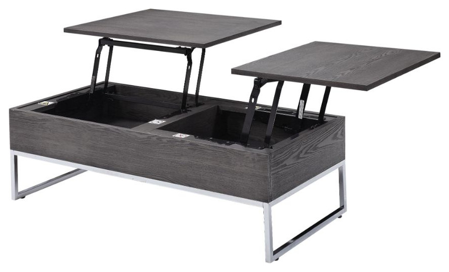 Acme Iban Coffee Table With Lift Top Gray Oak and Chrome   Contemporary   Coffee Tables   by AMOC  Houzz