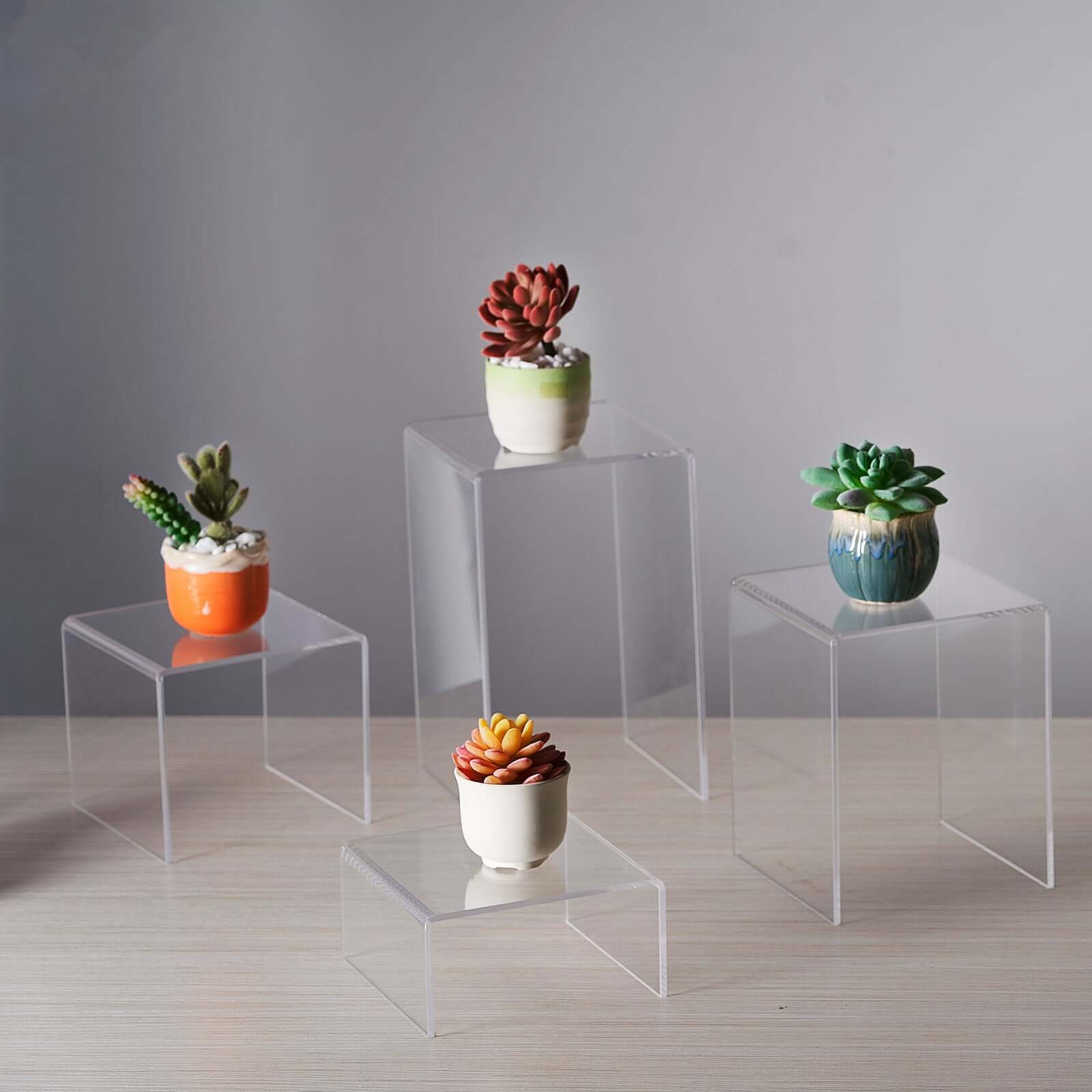 Set of 4 Clear Acrylic Riser Cake Stand Set, Cupcake Dessert Display Stands - Assorted Size