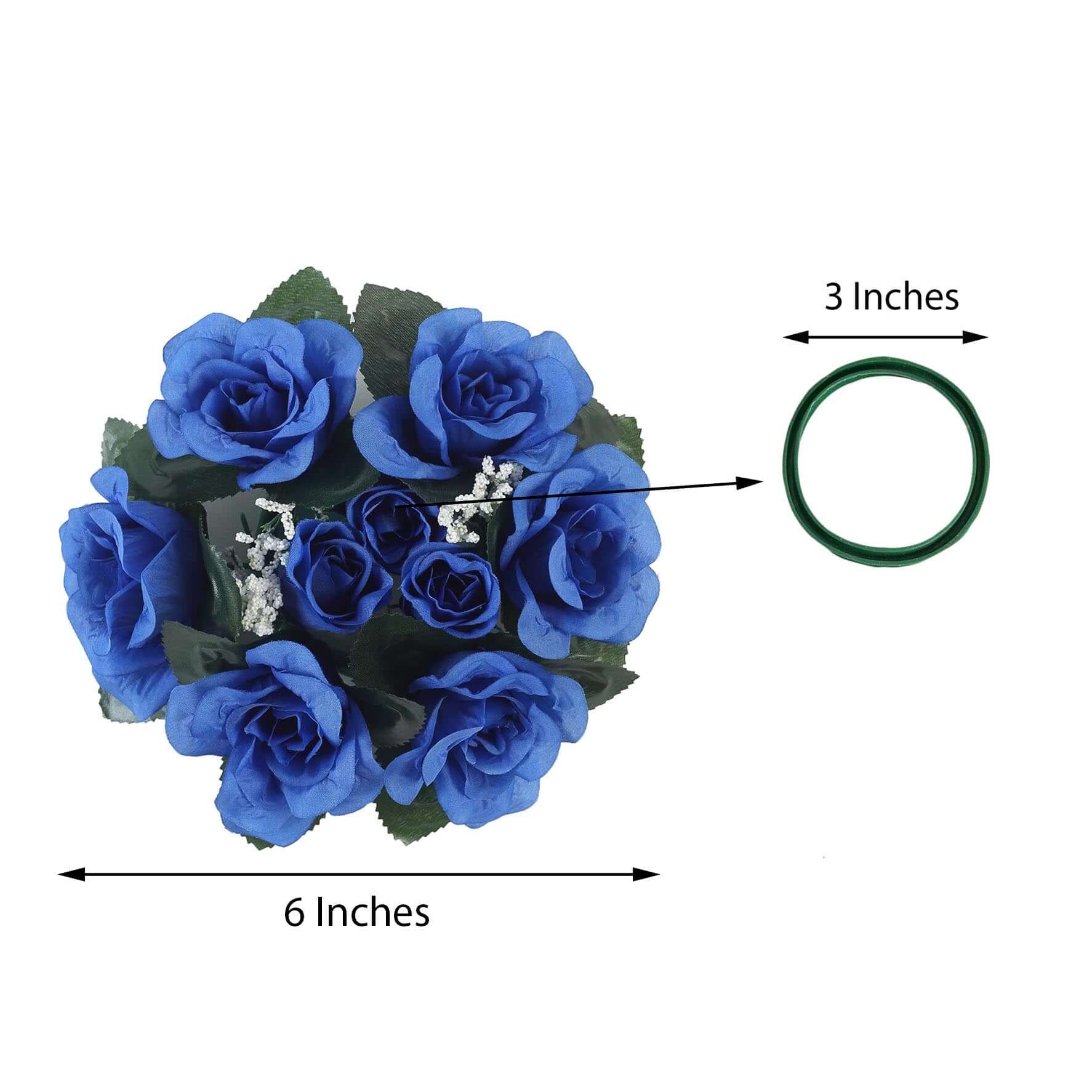 4 Pack Royal Blue Artificial Silk Rose Flower Candle Ring Wreaths 3