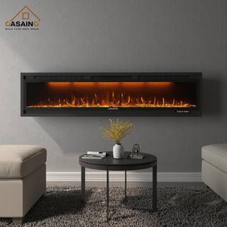 CASAINC 76 in. Wall-Mounted and Recessed Electric Fireplace in Black VL-WF-BI74