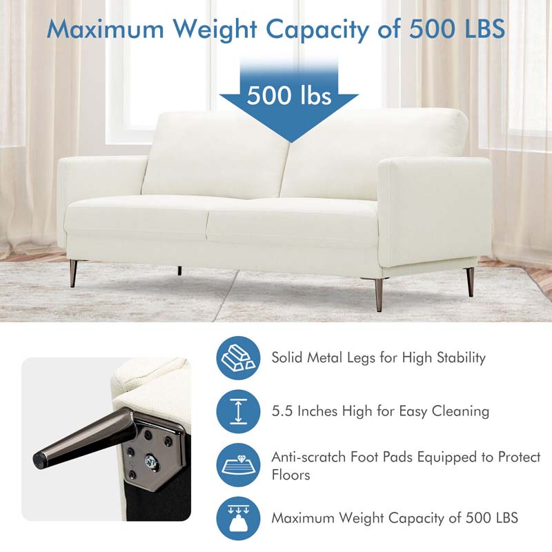 Modern Loveseat CertiPUR-US Certified 2-Seat Sofa Couch with Comfy Backrest Cushion & Solid Metal Legs