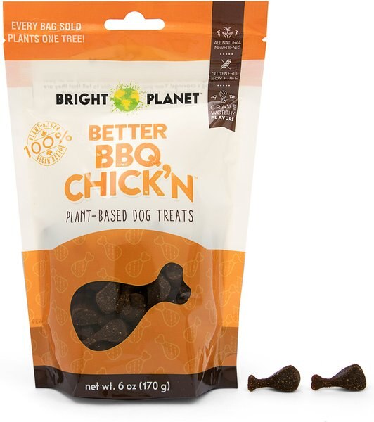 Bright Planet Pet Better BBQ Chick'n Plant-Based Dog Treats， 6-oz bag